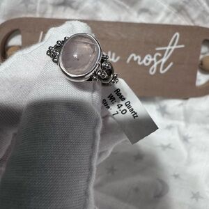 Elegant Silver Rose Quartz Ring